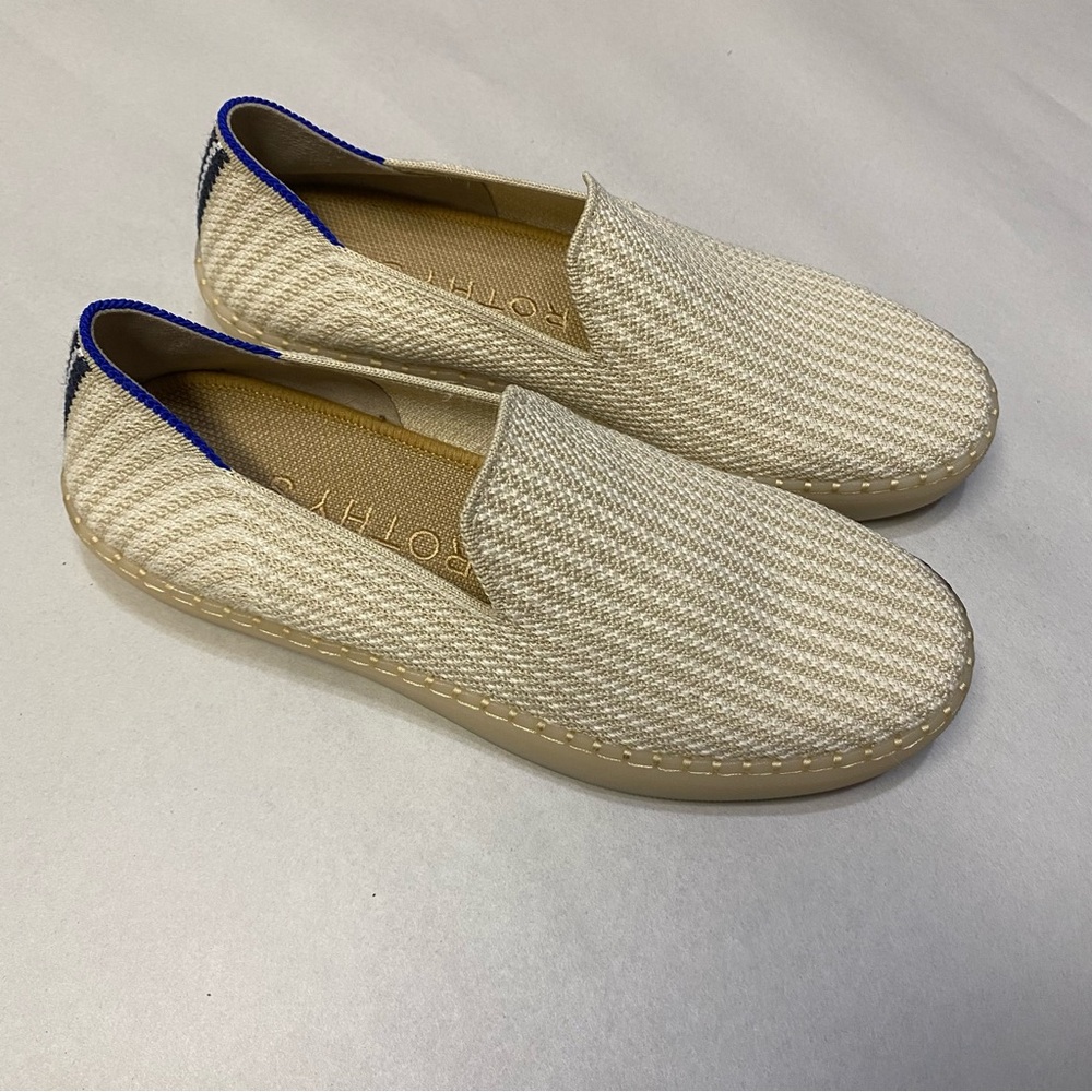 Rothy’s Women’s The Original Slip On Sneakers Hemp Size 6.5 Coconut Stripe Comfy